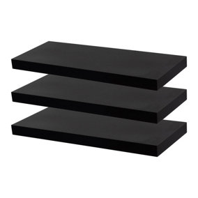 Harbour Housewares - Modern Floating Wall Shelves - 60cm - Black - Pack of 6