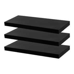Harbour Housewares Modern Floating Wall Shelves - 60cm - Black - Pack of 6