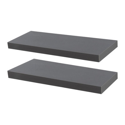 Harbour Housewares Modern Floating Wall Shelves - 60cm - Grey - Pack of 2