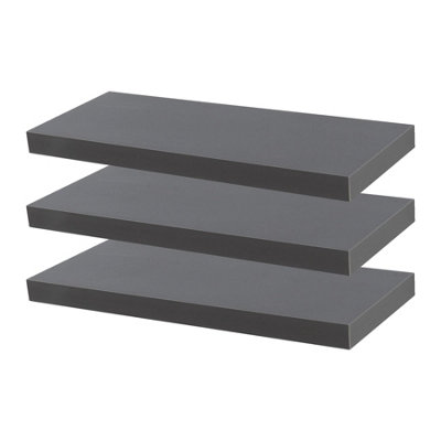 Harbour Housewares Modern Floating Wall Shelves - 60cm - Grey - Pack of 3