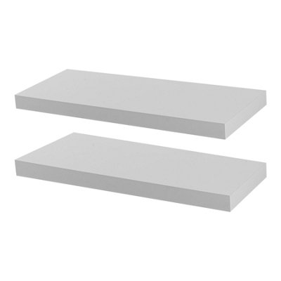 Harbour Housewares Modern Floating Wall Shelves - 60cm - White - Pack of 2