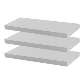 Harbour Housewares - Modern Floating Wall Shelves - 60cm - White - Pack of 3