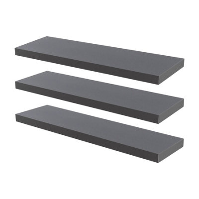 Harbour Housewares Modern Floating Wall Shelves - 80cm - Grey - Pack of 3