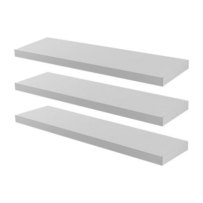 Harbour Housewares Modern Floating Wall Shelves - 80cm - White - Pack of 3