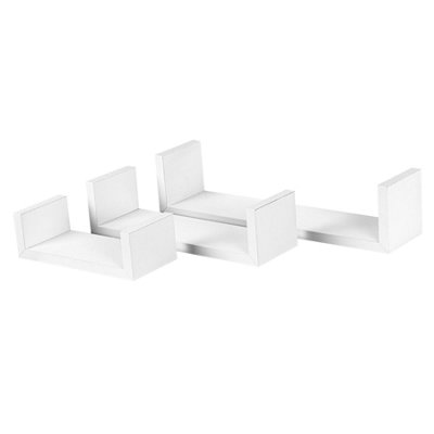 Harbour Housewares Modern U Shaped Floating Wall Shelves - 42cm - White - Pack of 6