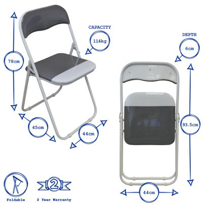 Harbour Housewares - Padded Folding Chair - Grey - 3