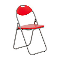 Harbour Housewares - Padded Folding Chair - Red/Silver