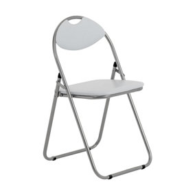 Harbour Housewares - Padded Folding Chair - White/Silver