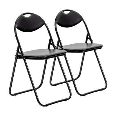 Harbour Housewares Padded Folding Chairs 44cm Black/Black Pack