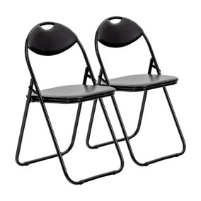 Harbour Housewares - Padded Folding Chairs - 44cm - Black/Black - Pack of 2