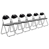 Harbour Housewares - Padded Folding Chairs - 44cm - Black/Silver - Pack of 6