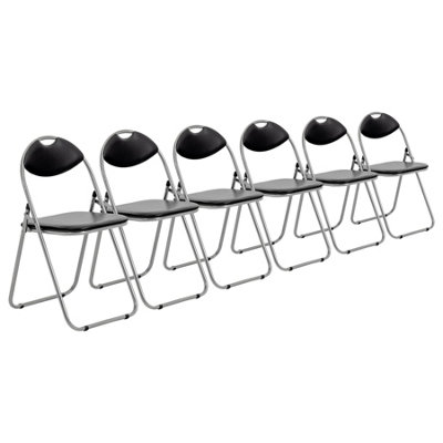 Harbour Housewares - Padded Folding Chairs - 44cm - Black/Silver - Pack of 6