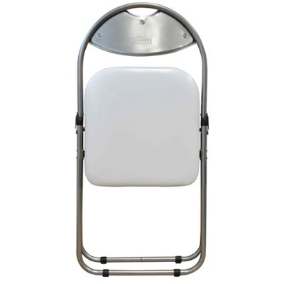Harbour Housewares - Padded Folding Chairs - 44cm - White/Silver - Pack of 6 - 6