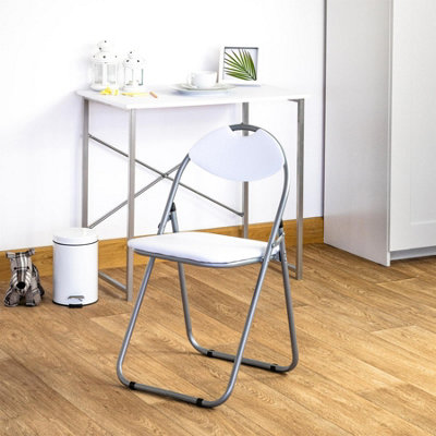 Harbour Housewares - Padded Folding Chairs - 44cm - White/Silver - Pack of 6 - 7