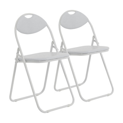 Harbour Housewares - Padded Folding Chairs - 44cm - White/White - Pack of 2