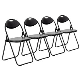 Harbour Housewares - Padded Folding Chairs - Black - Pack of 4