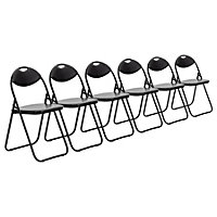 Harbour Housewares - Padded Folding Chairs - Black - Pack of 6