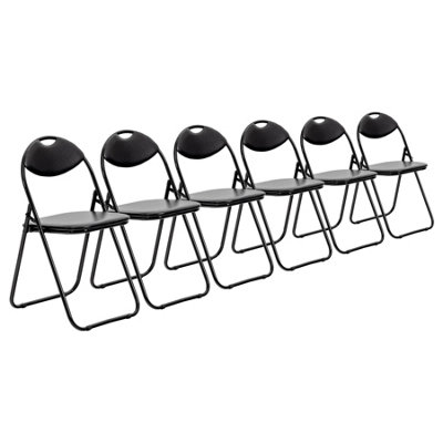 Harbour Housewares Padded Folding Chairs Black Pack of 6 DIY at B&Q