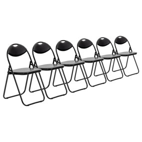 Harbour Housewares - Padded Folding Chairs - Black - Pack of 6