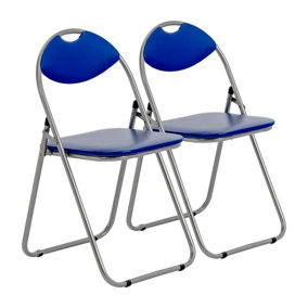 Harbour Housewares - Padded Folding Chairs - Blue/Silver - Pack of 2