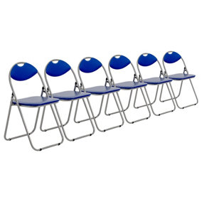 Harbour Housewares - Padded Folding Chairs - Blue/Silver - Pack of 6
