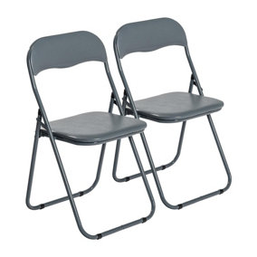 Harbour Housewares - Padded Folding Chairs - Grey - Pack of 2