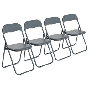 Harbour Housewares - Padded Folding Chairs - Grey - Pack of 4