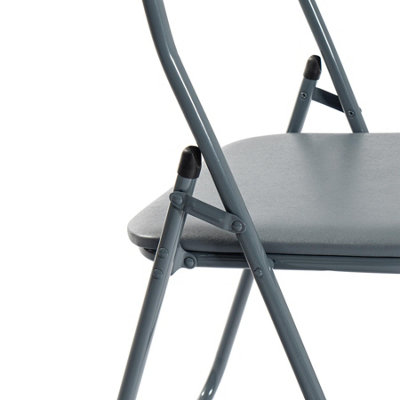 Harbour Housewares - Padded Folding Chairs - Grey - Pack of 4 - 5
