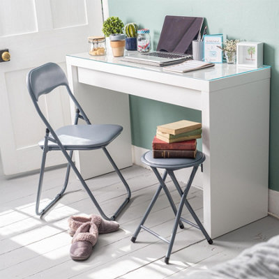Harbour Housewares - Padded Folding Chairs - Grey - Pack of 4 - 4