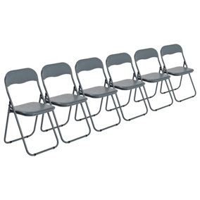 Harbour Housewares - Padded Folding Chairs - Grey - Pack of 6