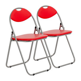 Harbour Housewares - Padded Folding Chairs - Red/Silver - Pack of 2