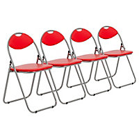 Harbour Housewares - Padded Folding Chairs - Red/Silver - Pack of 4
