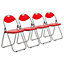 Harbour Housewares - Padded Folding Chairs - Red/Silver - Pack of 4