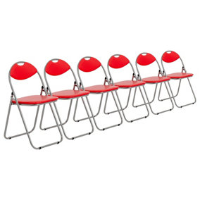 Harbour Housewares - Padded Folding Chairs - Red/Silver - Pack of 6