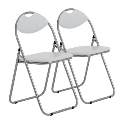 Harbour Housewares Padded Folding Chairs White Silver Pack Of 2   Harbour Housewares Padded Folding Chairs White Silver Pack Of 2~5055415164668 01c MP