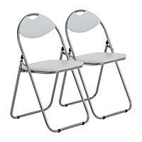 Harbour Housewares - Padded Folding Chairs - White/Silver - Pack of 2