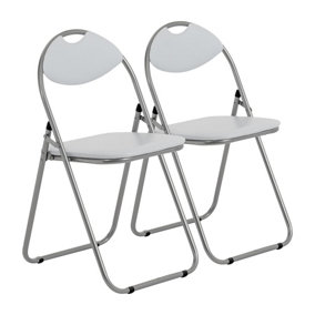 Harbour Housewares - Padded Folding Chairs - White/Silver - Pack of 2