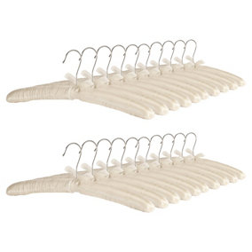 Harbour Housewares Padded Satin Clothes Hangers - White - Pack of 20