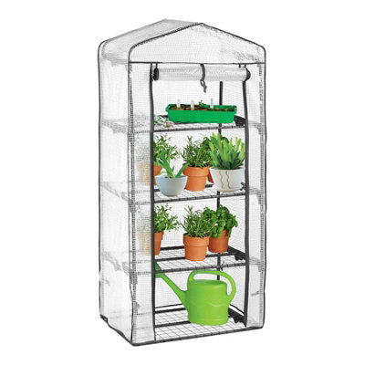 Harbour Housewares Plastic 4 Tier Mini Greenhouse - 3ft x 6ft - White