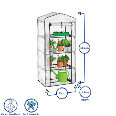 Harbour Housewares Plastic 4 Tier Mini Greenhouse - 3ft x 6ft - White - 3