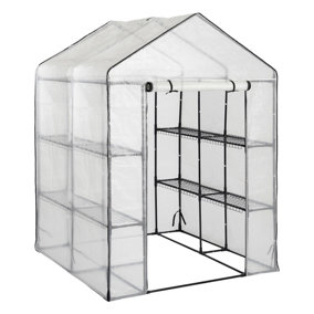 Harbour Housewares Plastic 4 Tier Walk-In Greenhouse - 5ft x 7ft - White
