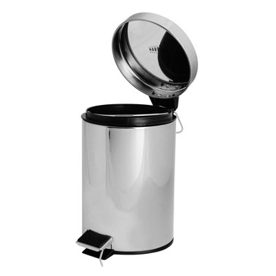 Harbour Housewares - Round Bathroom Pedal Bin - 3 Litre - Chrome - 4