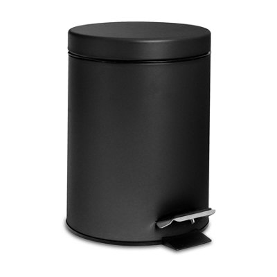 Harbour Housewares Round Bathroom Pedal Bin 3 Litre Matt Black