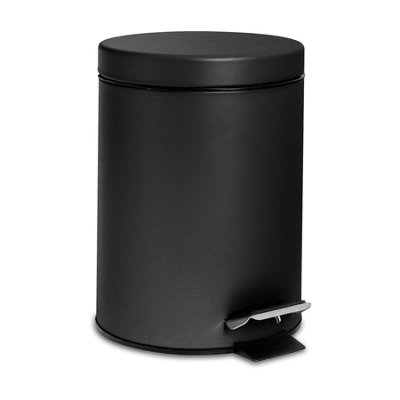 Harbour Housewares - Round Bathroom Pedal Bin - 3 Litre - Matt Black