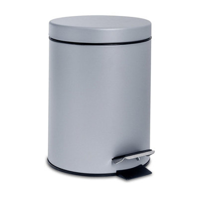 Harbour Housewares - Round Bathroom Pedal Bin - 3 Litre - Matt Grey