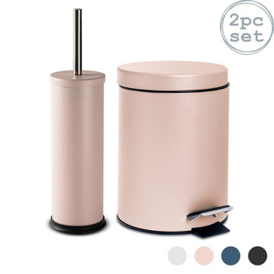 Harbour Housewares Round Bathroom Pedal Bin - 3 Litre - Matt Pink