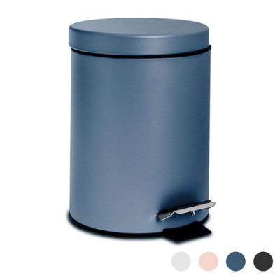Harbour Housewares Round Bathroom Pedal Bin 3 Litre Matte Blue