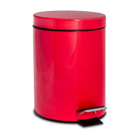 Harbour Housewares - Round Bathroom Pedal Bin - 3 Litre - Red
