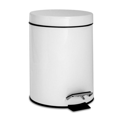 Harbour Housewares - Round Bathroom Pedal Bin - 3 Litre - White