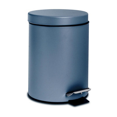 Harbour Housewares - Round Bathroom Pedal Bins - 3 Litre - Matt Blue - Pack of 2 - 4